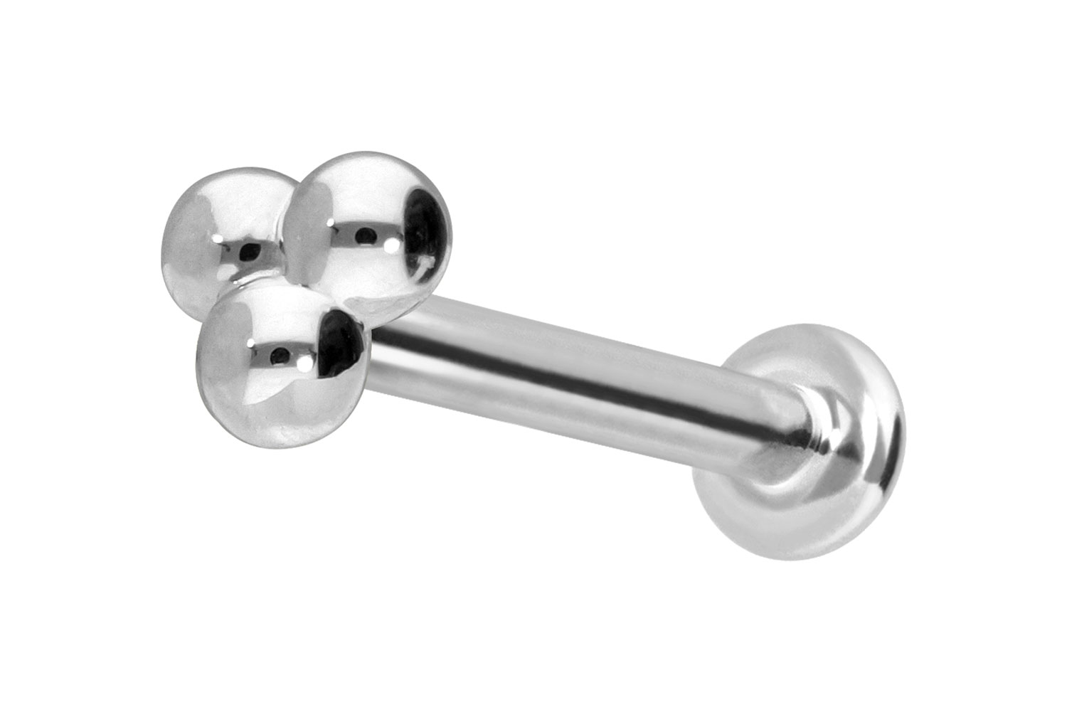 14 Karat Gold Labret Piercing mit Innengewinde 3 KUGELN